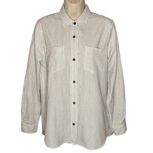 Madewell | Classic Striped Poplin Button Front Oversized Shirt M